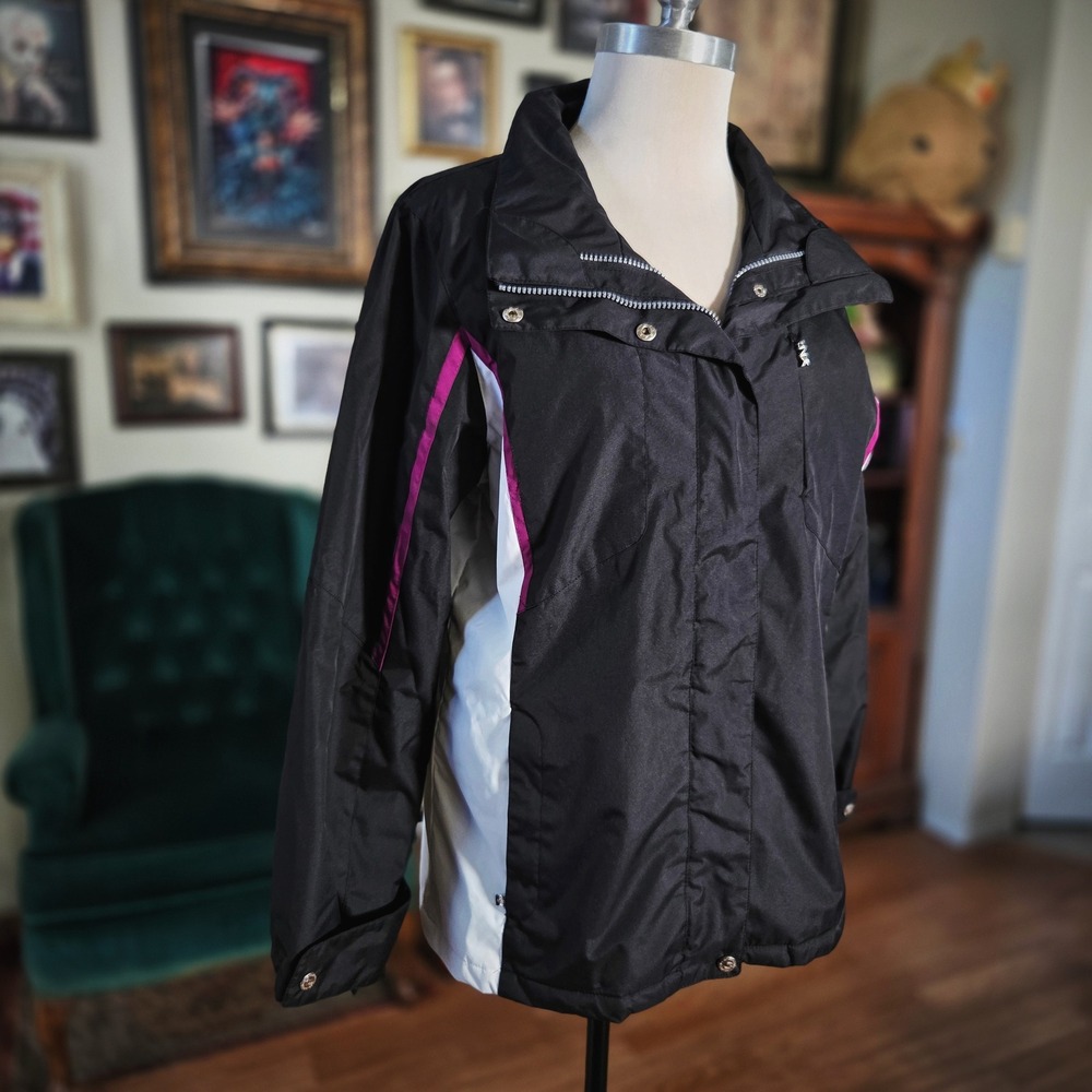 ZeroXposur Womens Black Windbreaker Jacket Pink White Lightweight‎ Zip M